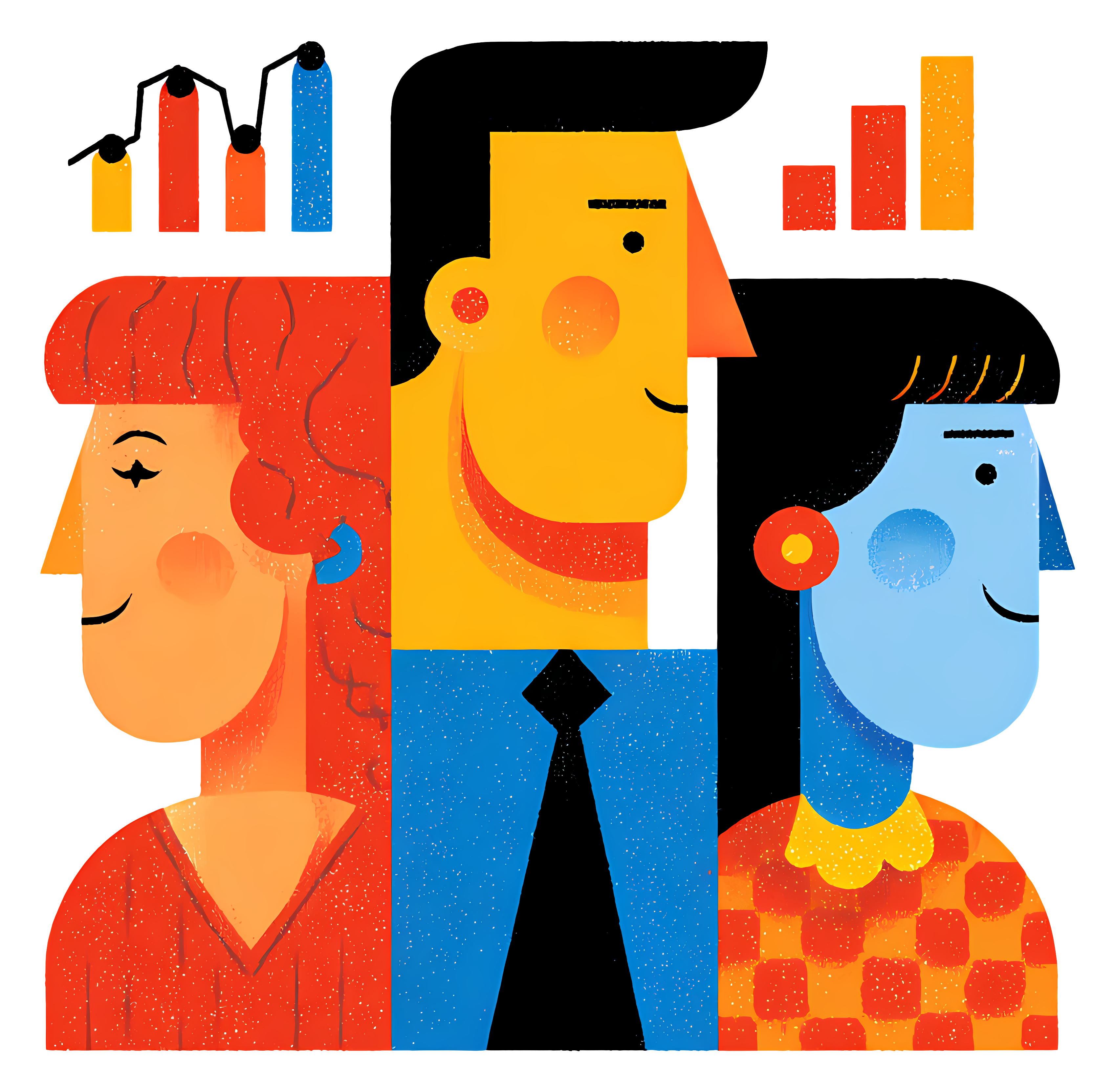 Colourful Abstract People with Charts